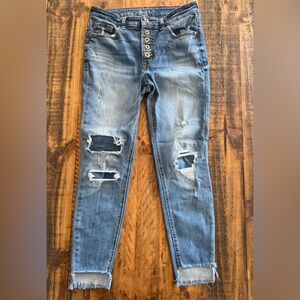 Maurices Light Blue Distressed Skinny Jeans